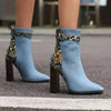Mixed Color Lace Up Ankle Boots