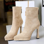 Pointed Toe Stiletto Platform Ankle Boots