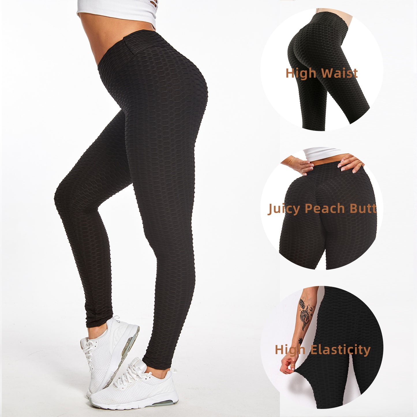 Women Leggings Bubble Textured Leggings Butt Lifting Yoga Pants Black Gym Pants Outfit