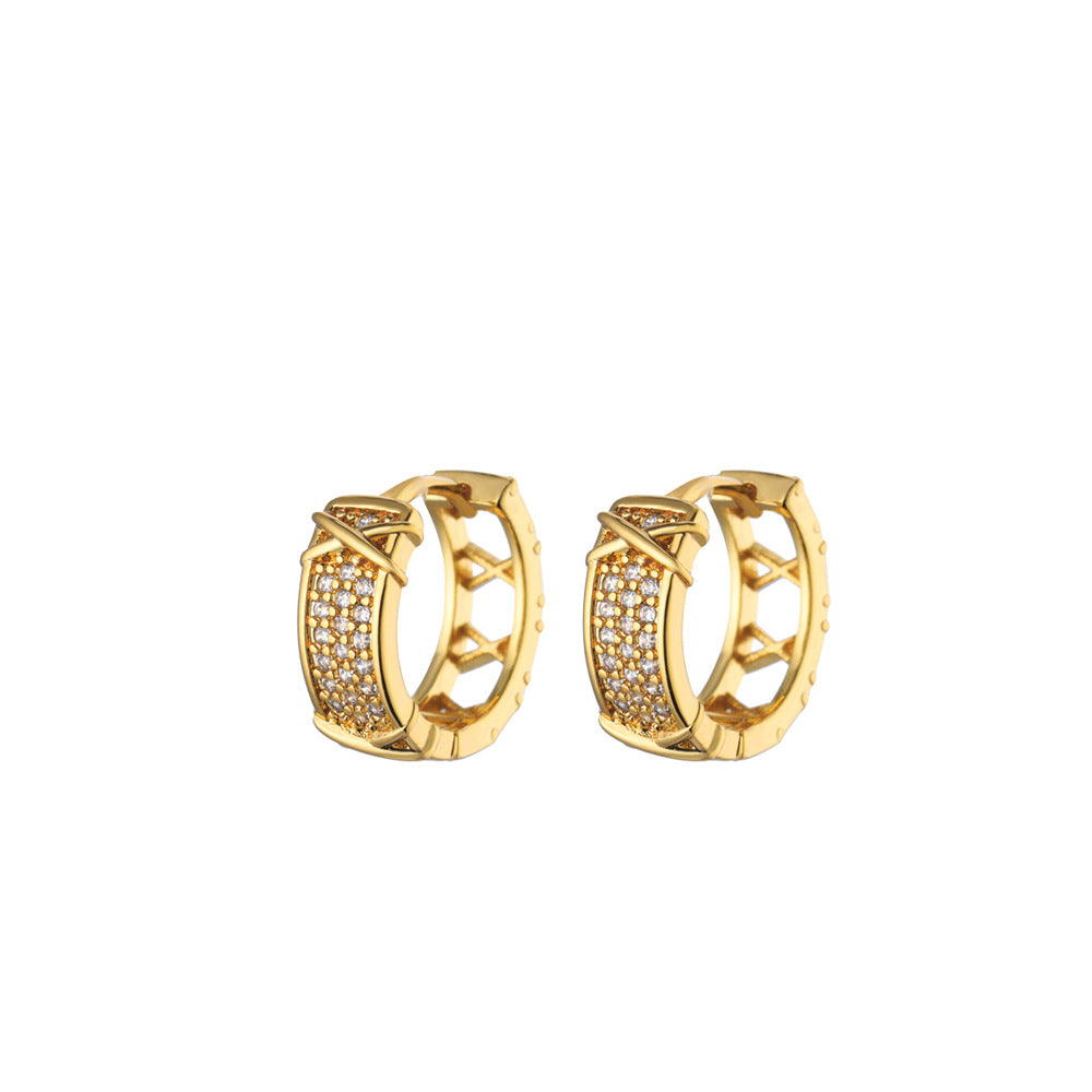 Exquisite Geometric Inlaid Zircon Earrings