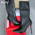 Leather Stiletto Stretch Boots