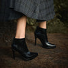 Split Leather Pointed Toe Ankle Boots