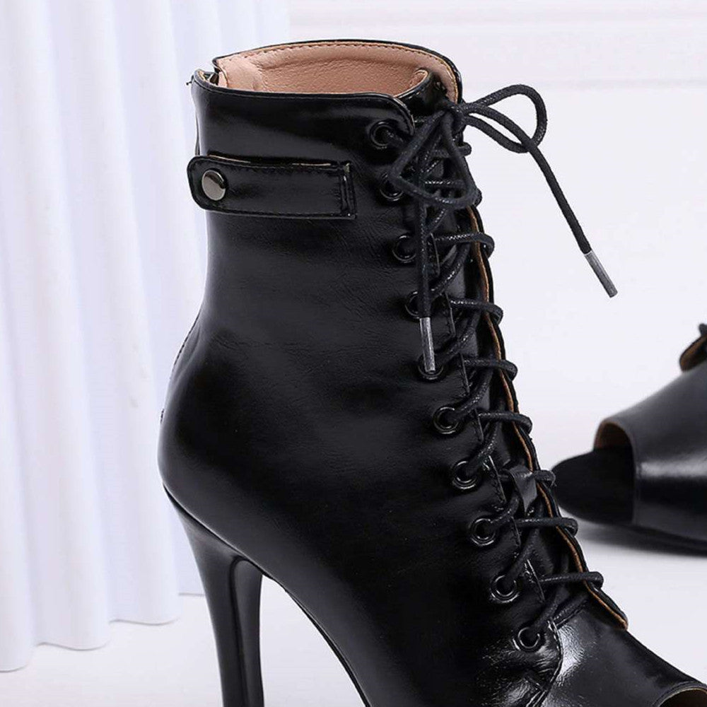 Thin Heel Hollow Short Boots