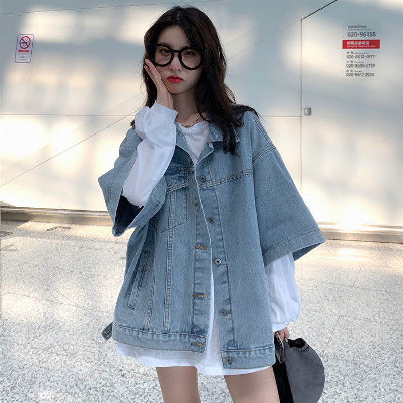 Half-sleeve Denim Jacket Women Loose Tide