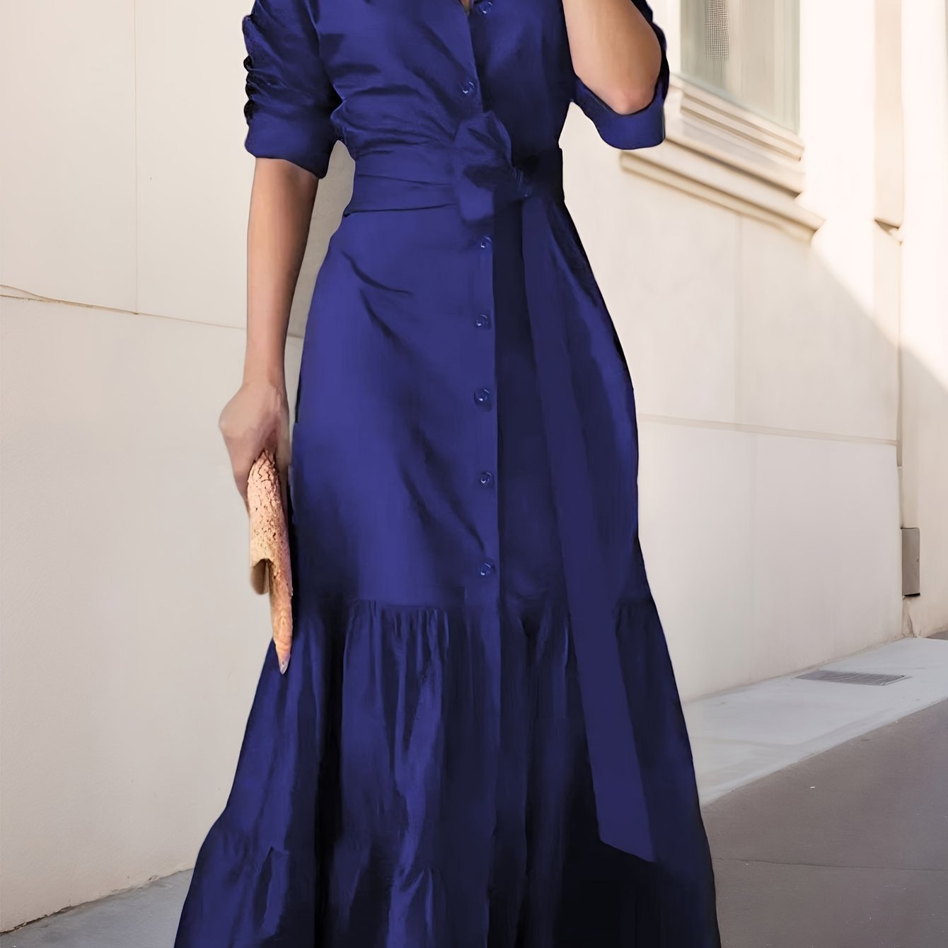 Fashionable Temperamental All-match Waist-tight Cardigan Long Dress