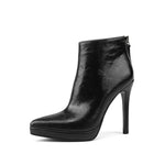 Split Leather Pointed Toe Ankle Boots