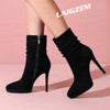 Suede Pointed Toe High Heel Ankle Boots