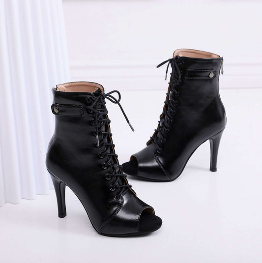 Thin Heel Hollow Short Boots