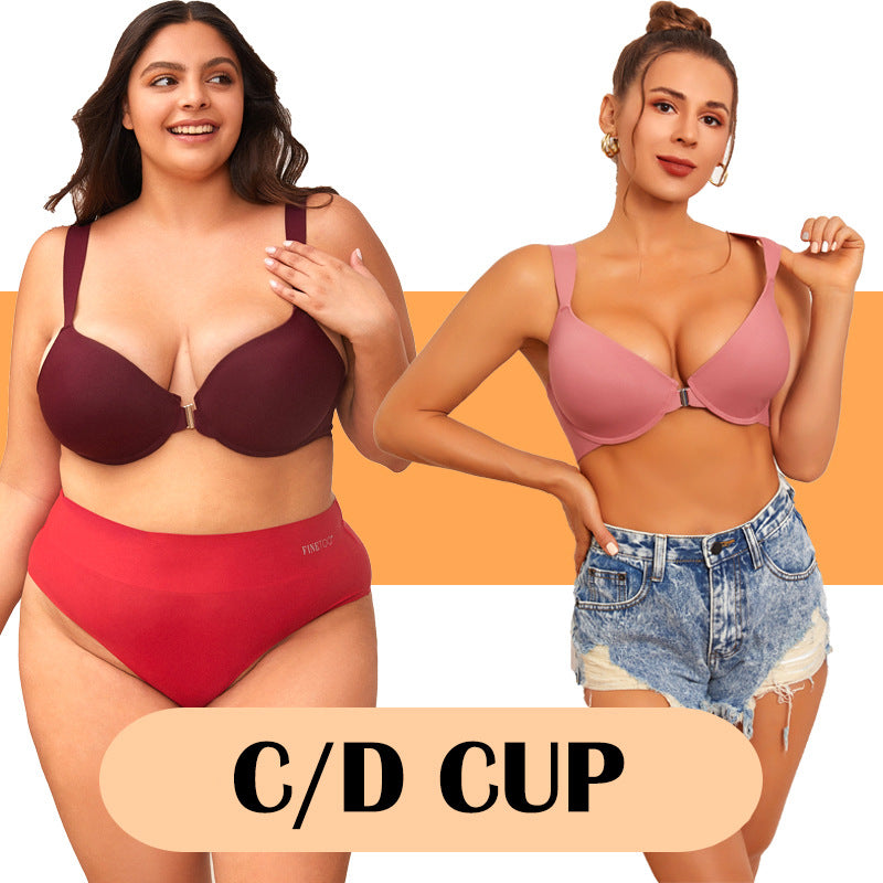 Adjustable Plus-size Womens Front-closure Bra