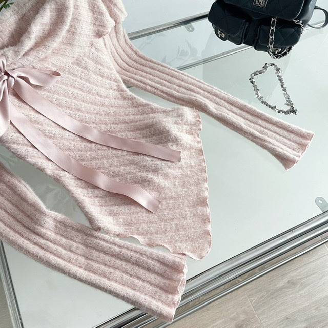 Off-shoulder Bow Lazy Sweater Women