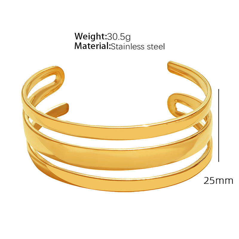 European And American Personalized Exaggerated Titanium Steel Open-end Bracelet