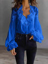 White Lace V-Neck Blouse