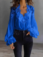 White Lace V-Neck Blouse