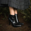Split Leather Pointed Toe Ankle Boots