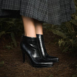 Split Leather Pointed Toe Ankle Boots