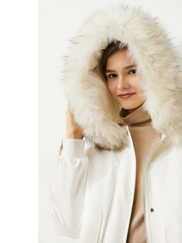 Warm Fur Collar Cropped Pie Jacket