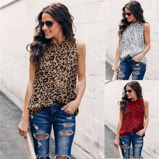 New Leopard Print Round Neck Pullover