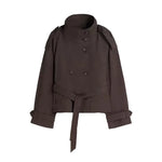 Solid Lace Up Trench Jacket