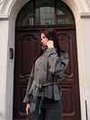 Solid Lace Up Trench Jacket