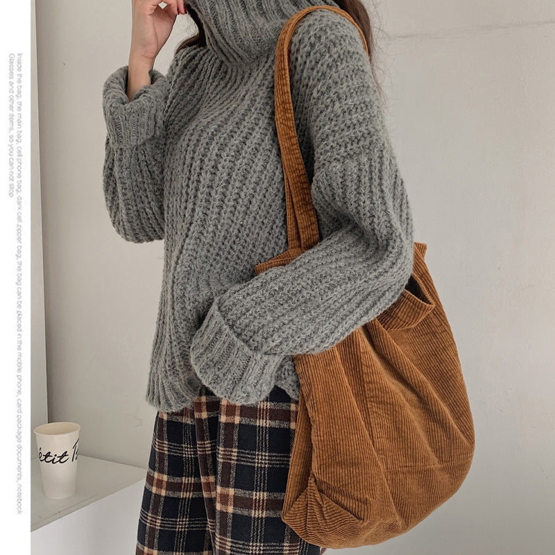 Corduroy Shoulder Bags Winter Fall Handbags Women Shopping Bags