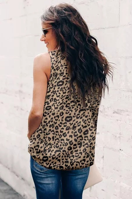 New Leopard Print Round Neck Pullover