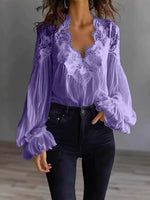 White Lace V-Neck Blouse