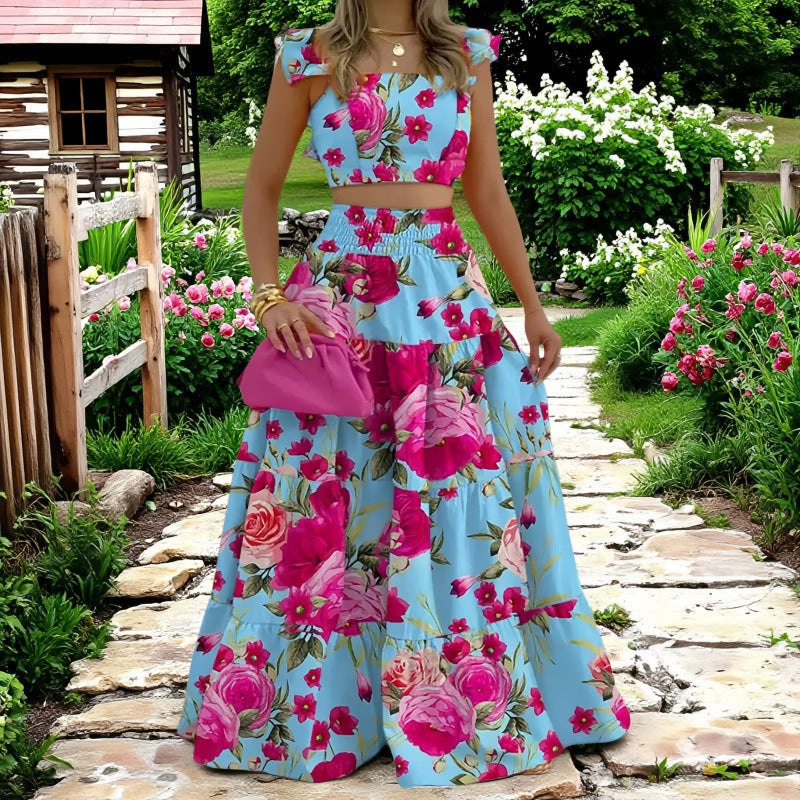 Chic Sexy Solid-color Mid-rise Slip Dress With A Flared Skirttwo-piece Set