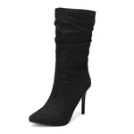 Pointed Toe Stiletto Mid Calf Boots