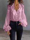 White Lace V-Neck Blouse