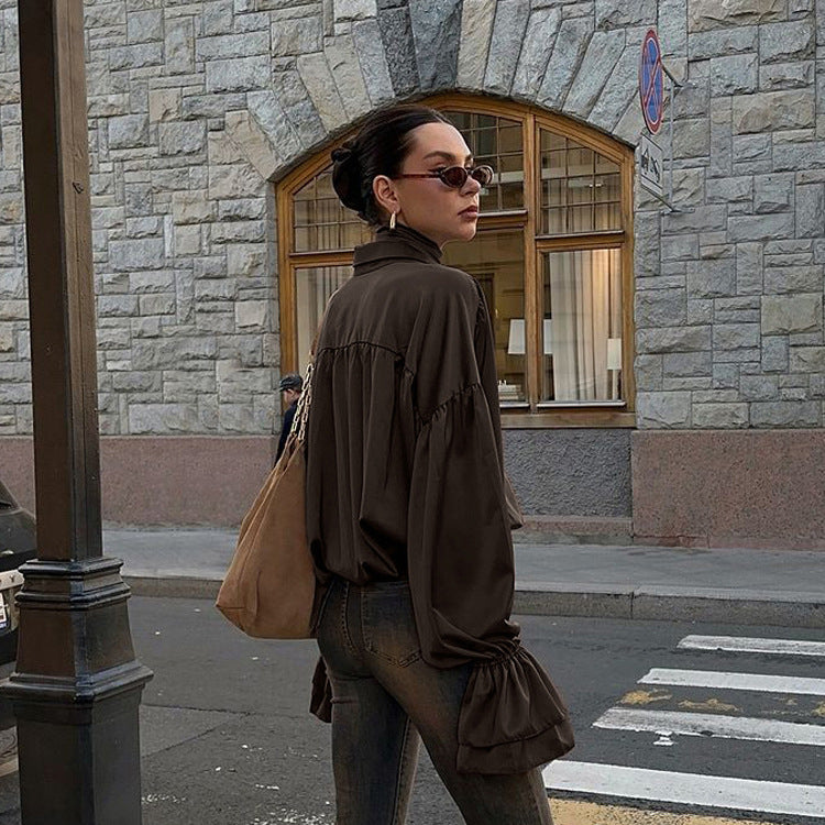 Scarf Bell Sleeve Loose Shirt Temperament Wild