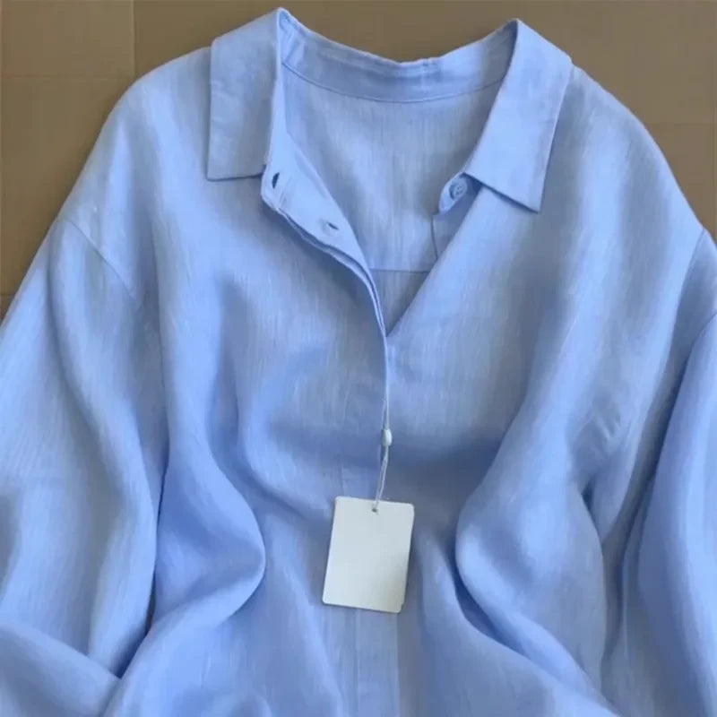 Casual Long Sleeve Linen Blend Shirt
