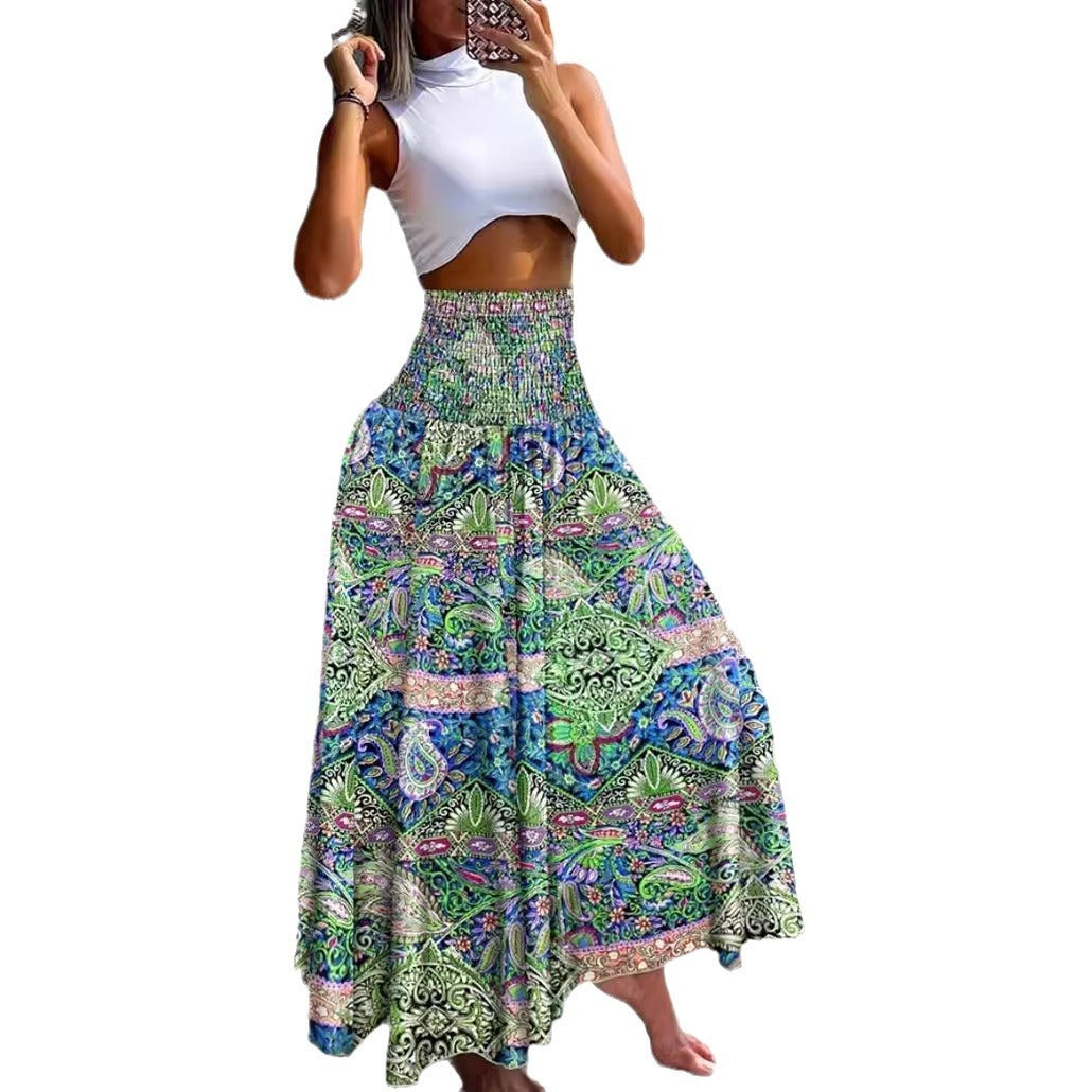 Women's High Waist Print Loose All-match Dress