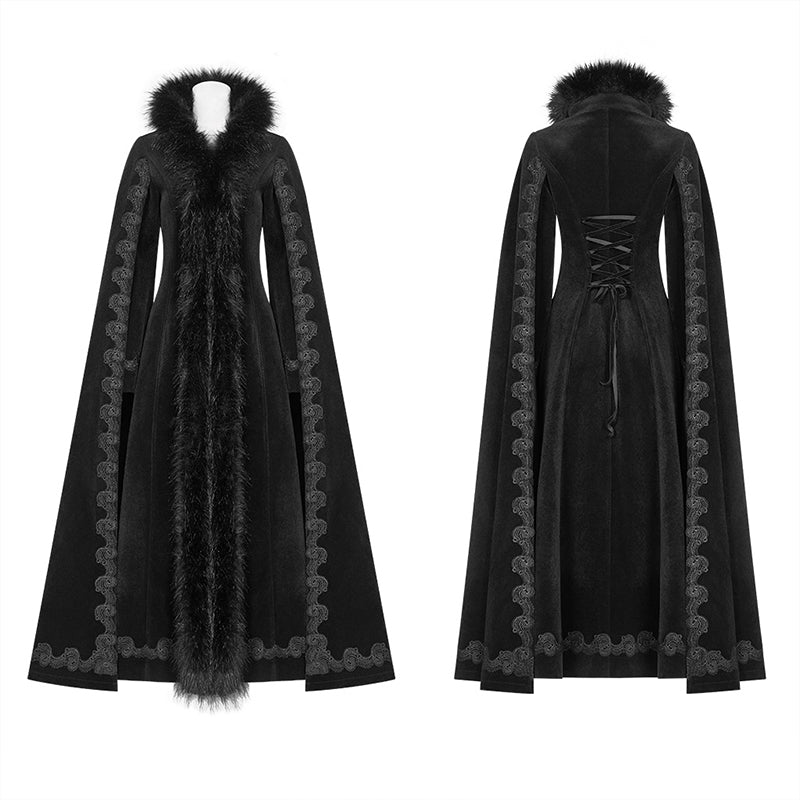 Punk State Women's Half Cape Dark Tie Gothic Retro Gorgeous Long Coat