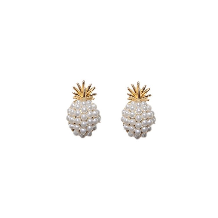 Fashion 925 Silver Needle Pineapple Pearl Stud Earrings