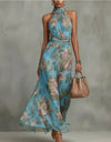 Floral Print Chiffon Boho Beach Dress
