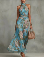 Floral Print Chiffon Boho Beach Dress