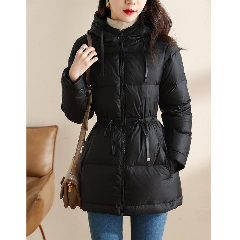 Thickened Shiny Down Women Mid-length Hooded Bread Warm Jacket Trend