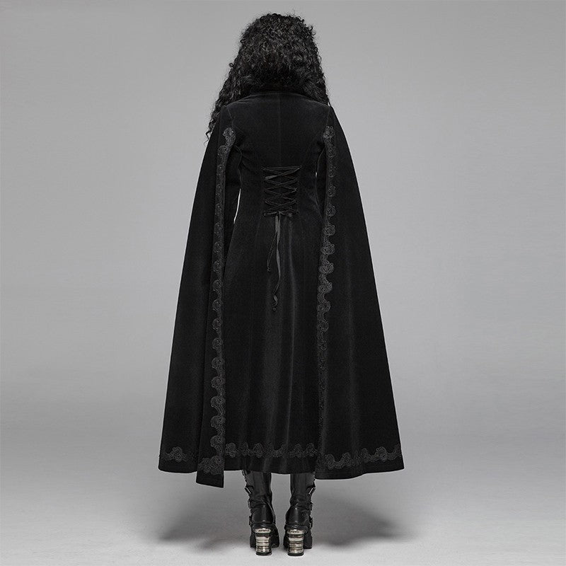 Punk State Women's Half Cape Dark Tie Gothic Retro Gorgeous Long Coat