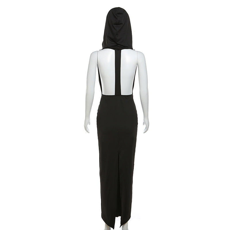 Backless Design Sense Hooded Slim Fit Dress