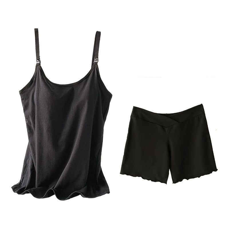 Basic Undershirt With Chest Pad Pregnant Woman Breastfeeding Suspenders Pregnant Woman Suspender Suit Cotton During