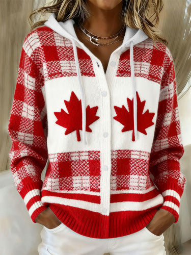 Womens American-style Relaxed-fit Cardigan Hoodie