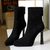 Pointed Toe Stiletto Platform Ankle Boots
