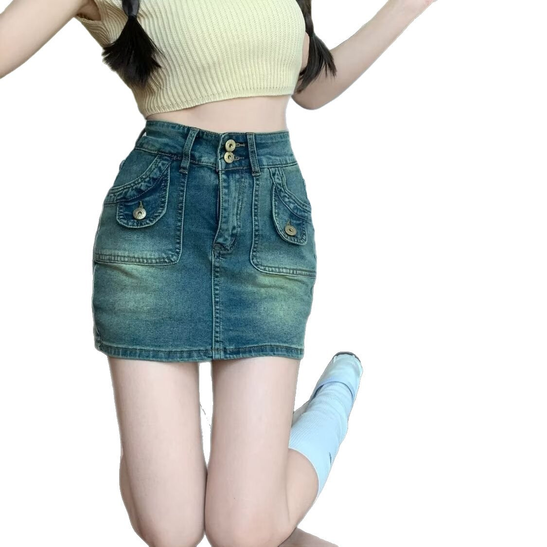 Stylish Minimalist Slim Dit Short Jeans For Women