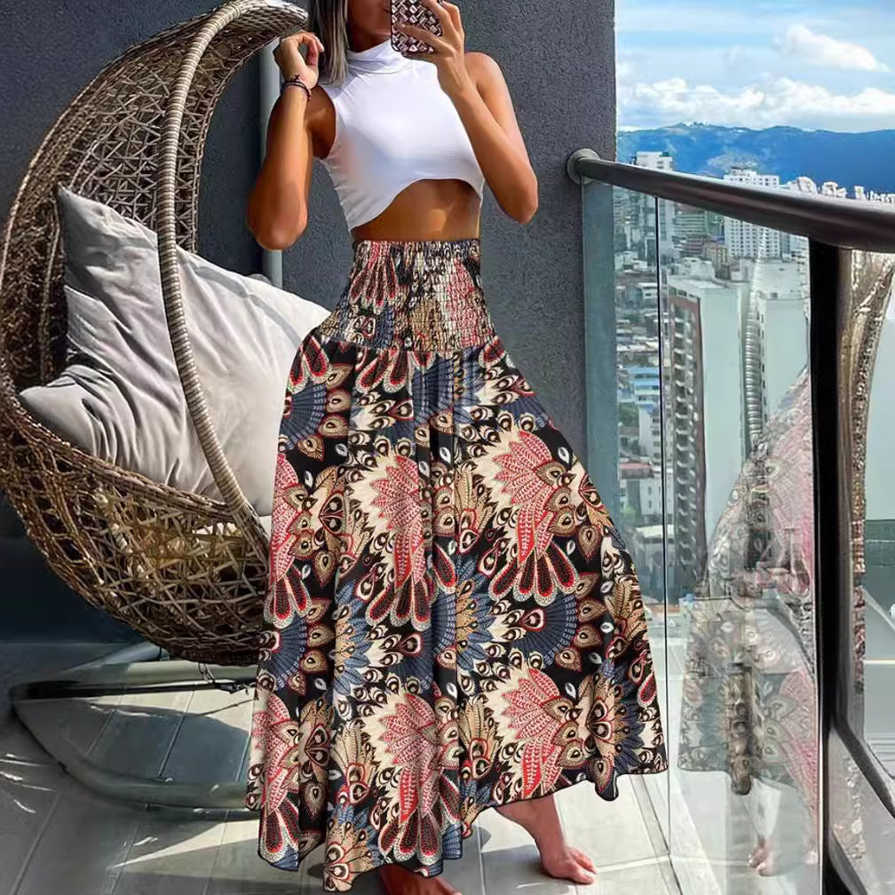 Women's High Waist Print Loose All-match Dress