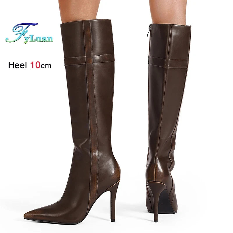 Rubbing Color Knee High Dance Boots