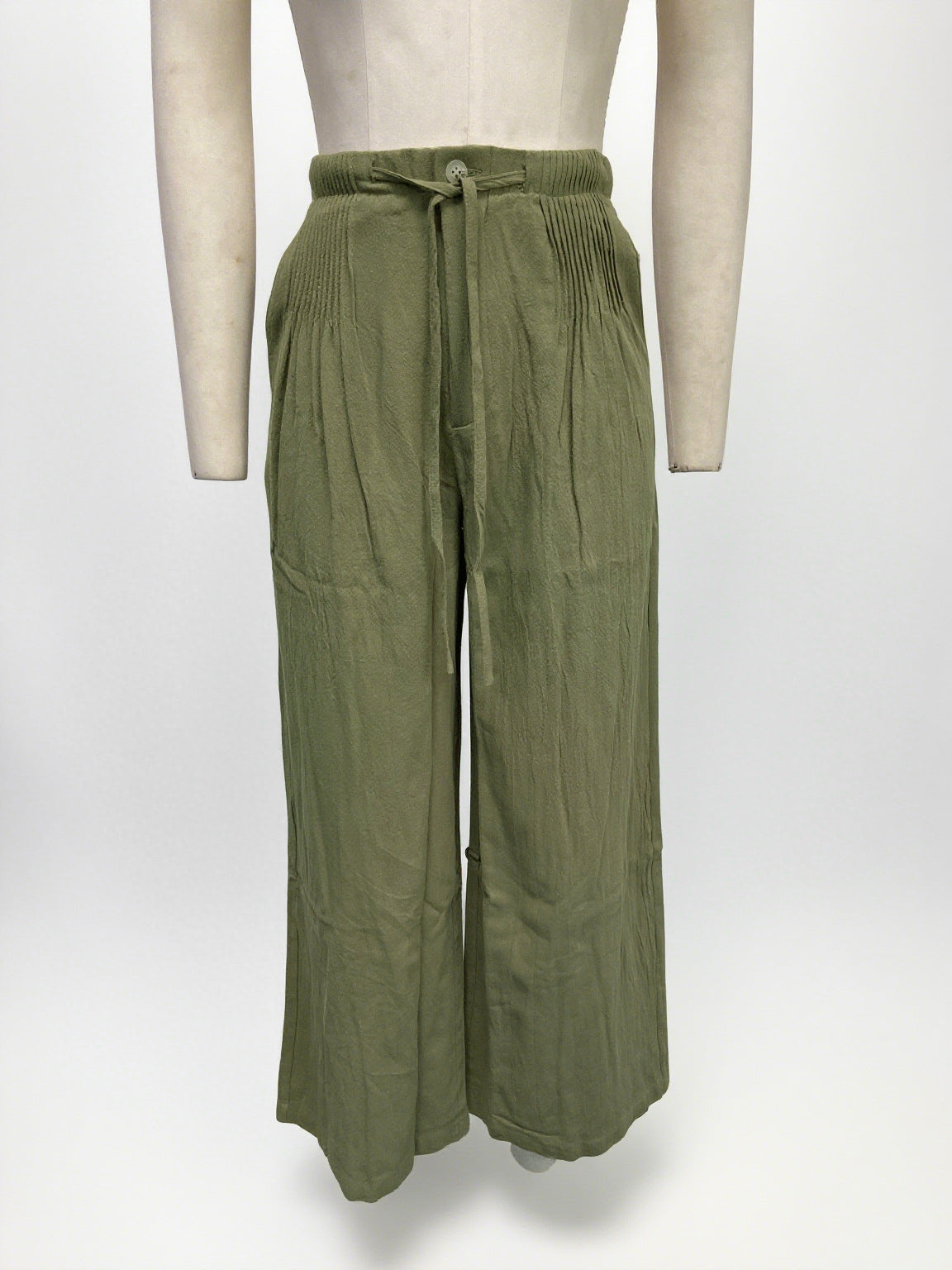 Versatile Drawstring-button Straight-leg Pants
