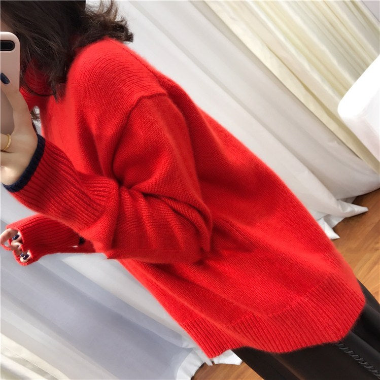 Base Sweater Thick High Neck Korean Loose Sweater