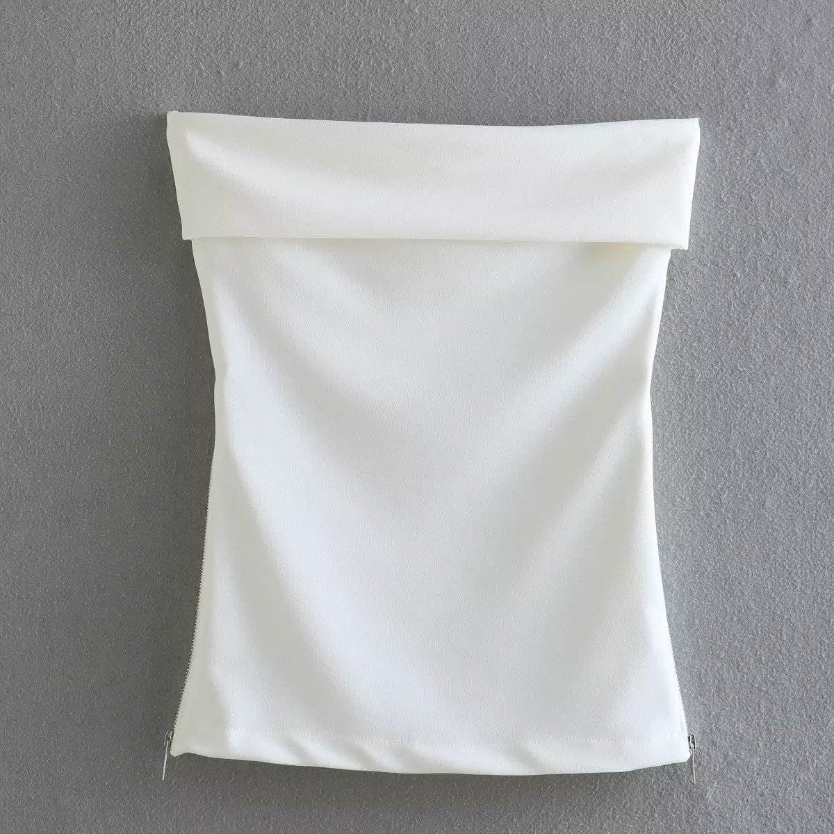 Women's Fashion Solid Color Zipper Slim Fit Tube Top