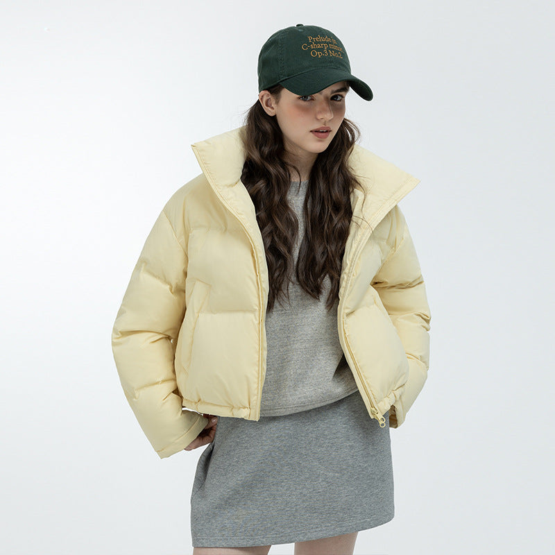Womens Short Stand-collar Winter Down Jacket