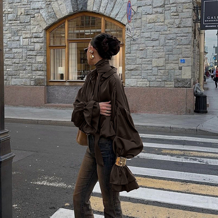 Scarf Bell Sleeve Loose Shirt Temperament Wild